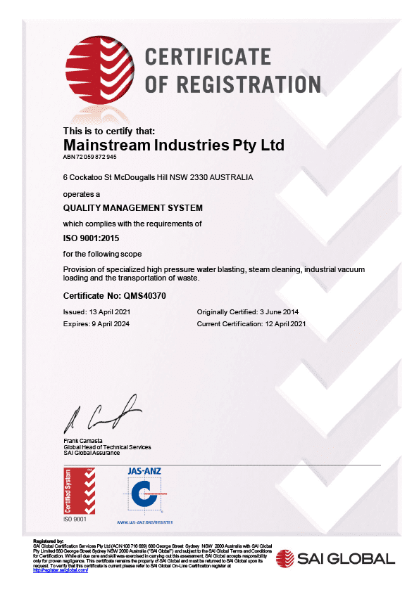 Certificate QMS40370 20210413
